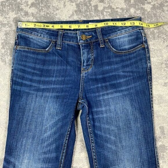 Pilcro & the Letterpress Stet Whiskered Blue Denim Jeans Crop Straight Sz 26 - Picture 4 of 11